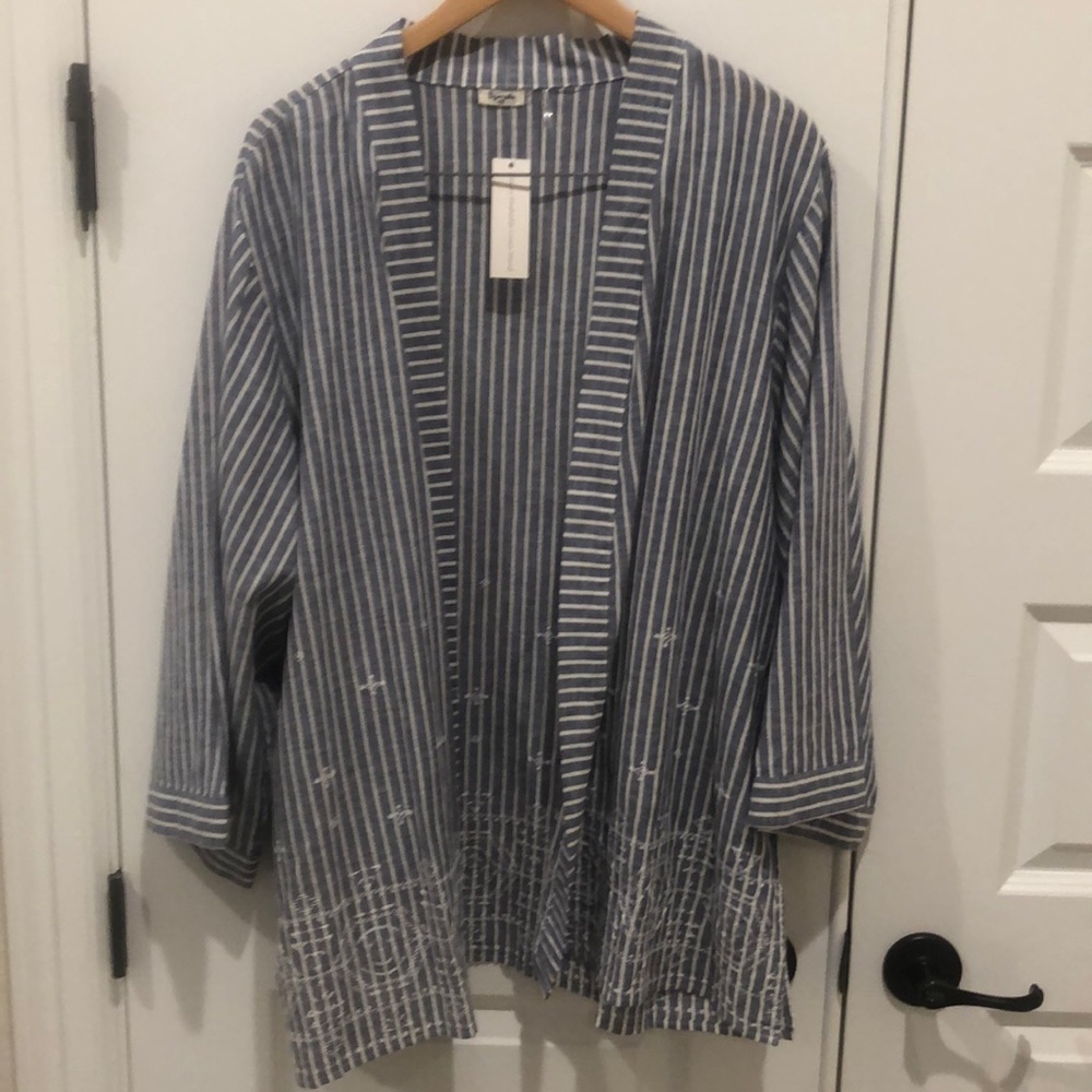 NWT Symple NYC Linen Striped Kimono XL